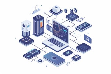 Conceptual Technology Flat Illustration created with Generative AI