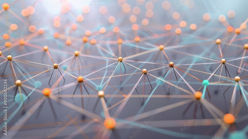 Poster network of connected lines and nodes, representing partnership and unity.