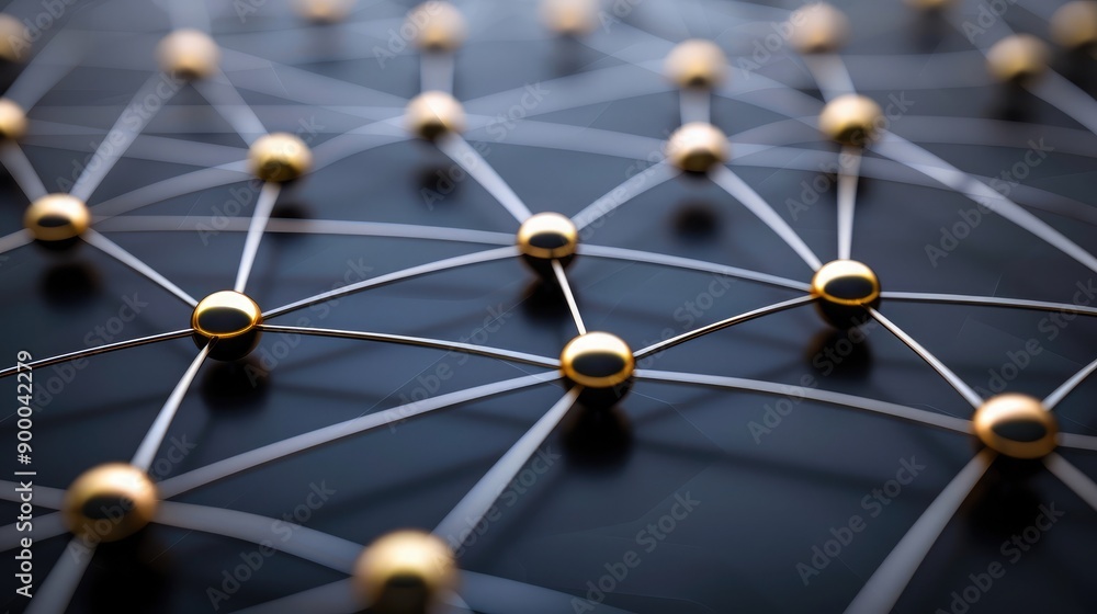 Poster network of connected lines and nodes, representing partnership and unity.
