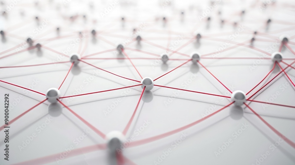 Poster network of connected lines and nodes, representing partnership and unity.