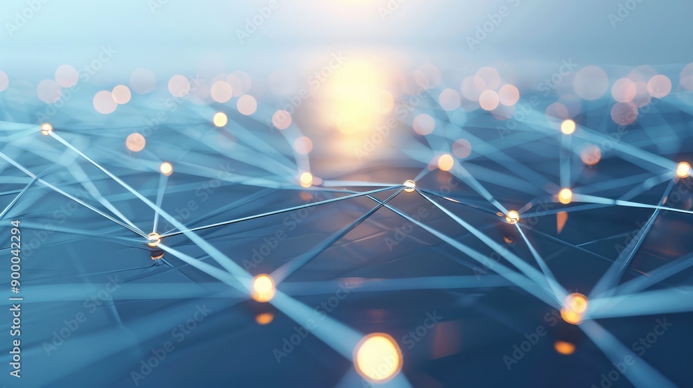 Poster network of connected lines and nodes, representing partnership and unity.
