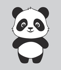 A cute panda silhouette vector illustration, 