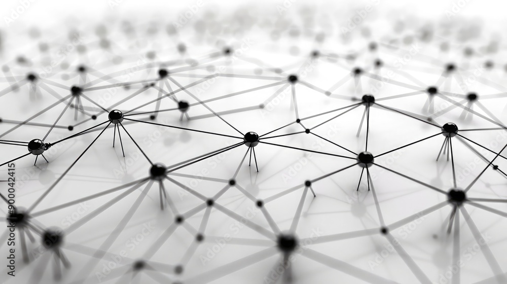 Poster network of connected points and lines, illustrating teamwork and support.
