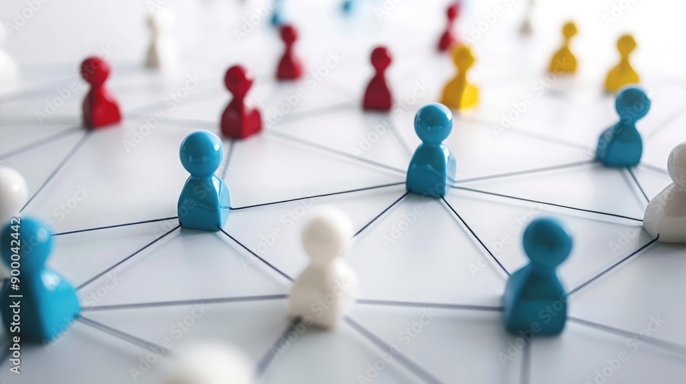 Poster connected points and lines, illustrating teamwork and support.
