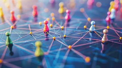 Network of connected points and lines, illustrating teamwork and support.