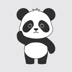 A cute panda silhouette vector illustration, 