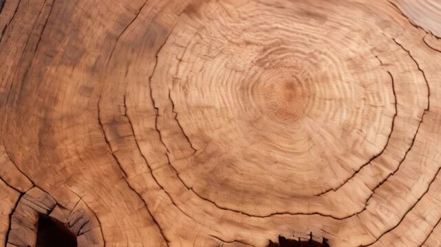 Old wooden tree cut surface, motion