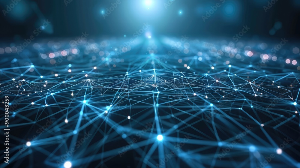 Poster high-tech background with abstract lines and data points, representing advanced network infrastructu