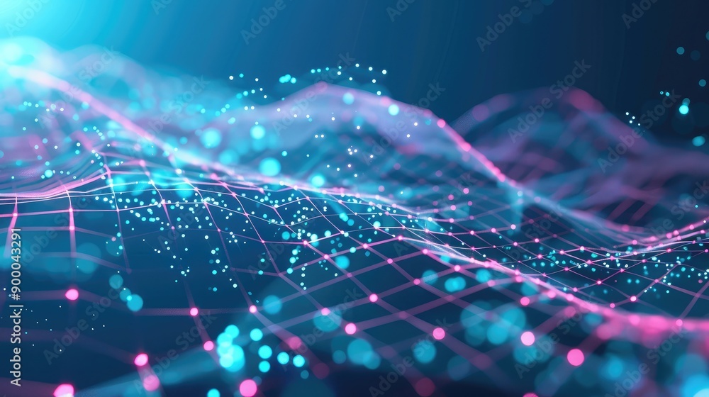 Poster high-tech background with abstract lines and data points, representing advanced network infrastructu