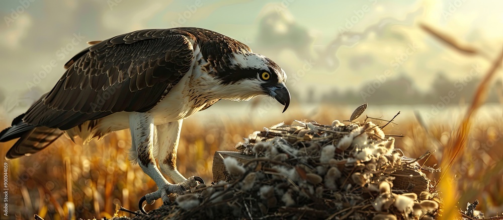 Poster An osprey is shown feeding in an image with space for additional content
