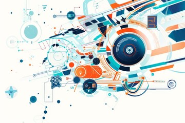 Obraz premium Conceptual Technology Flat Illustration created with Generative AI