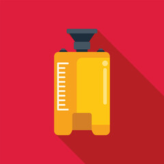 Yellow electronic total station theodolite surveying level icon on red background