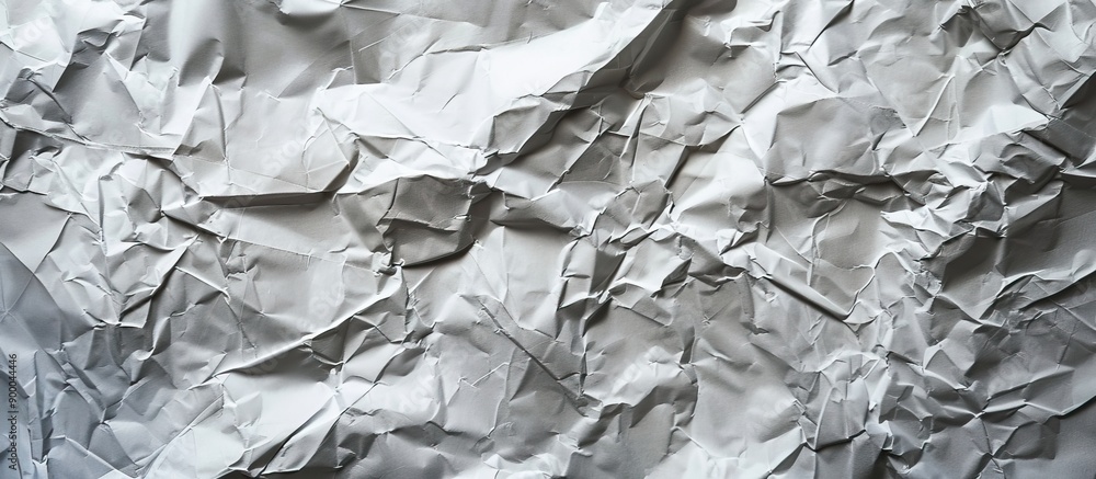 Aufkleber Wrinkled shiny recycled paper closeup with a light grey background for artwork with copy space image