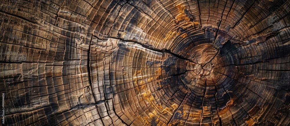 Aufkleber Background of a wooden log with an aged wood surface from trees showcasing a rustic ambiance suitable for a copy space image