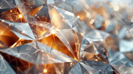 Crystal-Like 3D Geometric Facets - Develop a background with 3D geometric facets resembling crystals with a sparkling effect