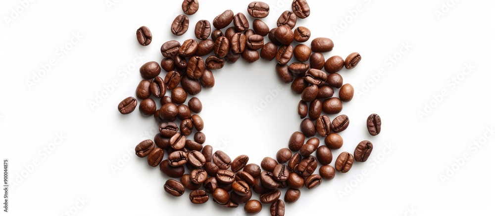 Aufkleber circular arrangement of coffee beans on a white background with copy space image