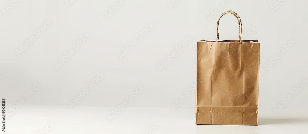 Fototapete A brown shopping bag displayed on a white background with empty space for text or product in the image. with copy space image. Place for adding text or design