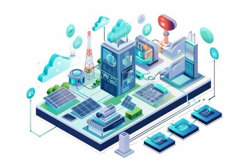 Fototapeta premium Conceptual Technology Flat Illustration created with Generative AI