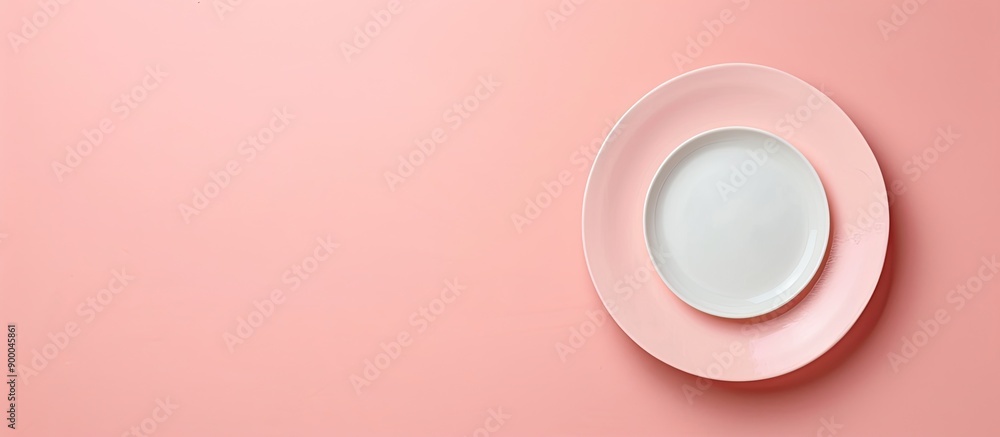 Aufkleber pink background with copy space image featuring an empty plate