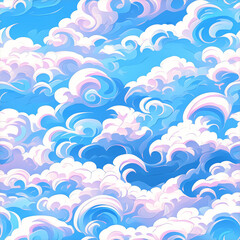 アニメ風の立体的な重なり雲海パターン