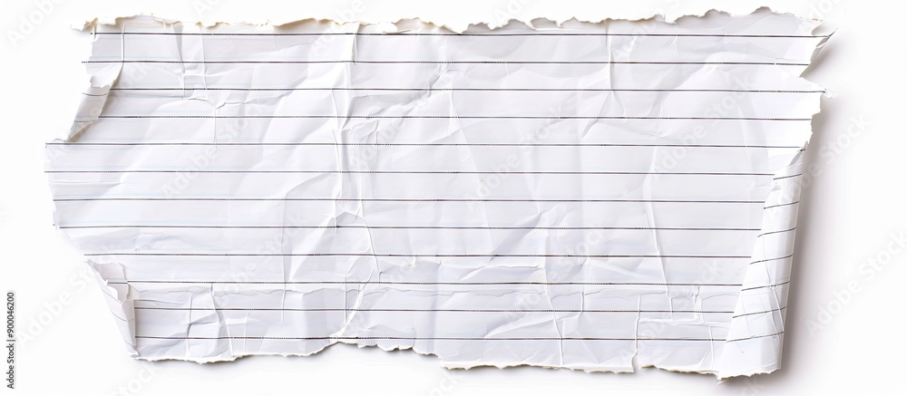 Poster Isolated against a white backdrop a torn sheet of lined note paper offers copy space image for text