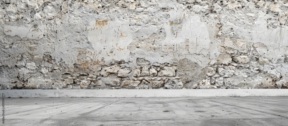 Aufkleber Concrete backdrop with a stone wall providing room for text on the image. with copy space image. Place for adding text or design