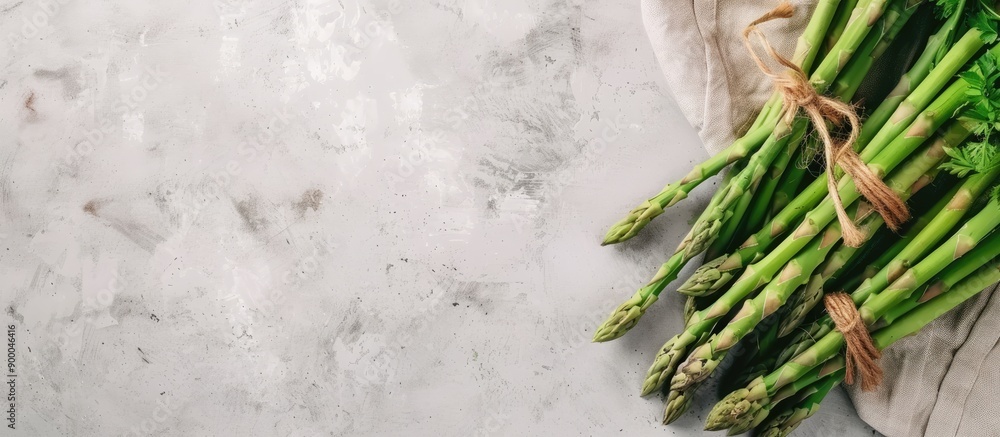 Poster Asparagus varieties set on the table with copy space image