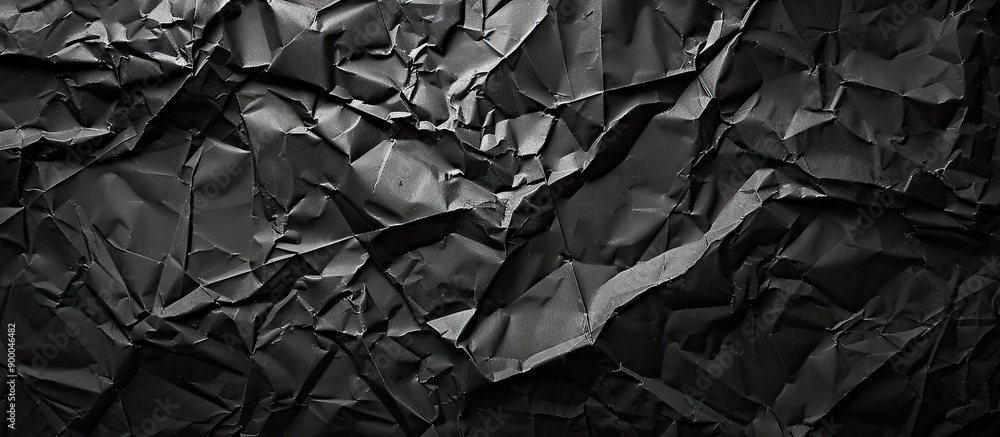 Aufkleber Crumpled black paper with a vignette texture on a copy space image