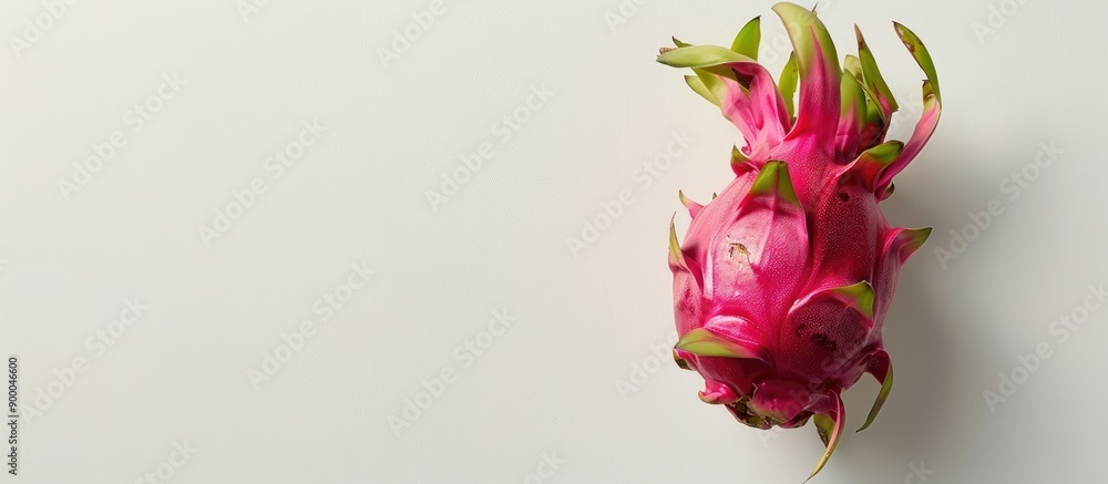 Poster dragon fruit also known as pitaya or pitahaya displayed alone on a blank white background featuring 