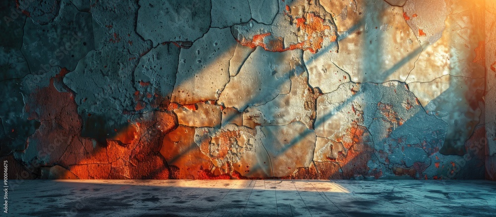 Aufkleber A creative mockup with lights shadows textures on the background for designing copy space images with various elements like noize cracks and paint for ads