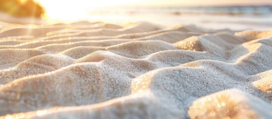 Soft focus on white sand creating a visually appealing perspective with ample copy space image