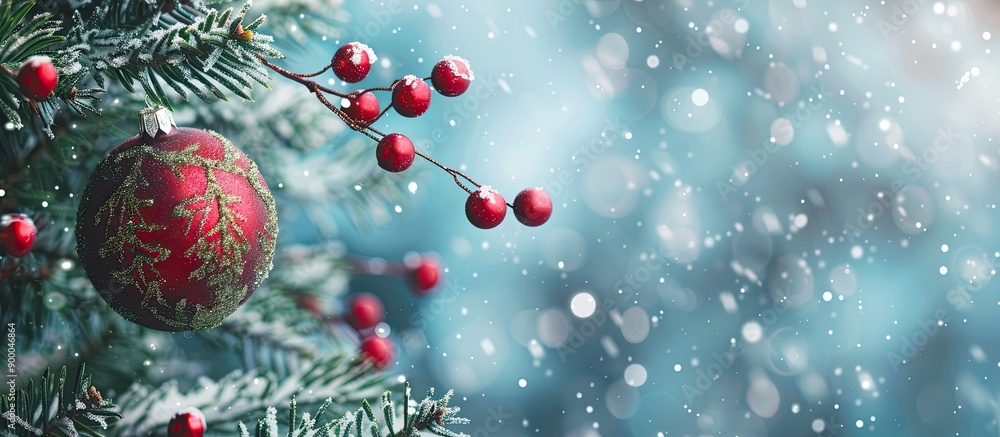 Poster christmas tree ornament on abstract backdrop with copy space image