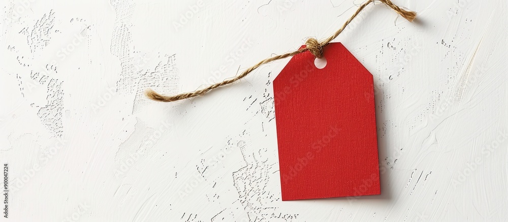 Poster Empty name tag on a white backdrop with ample copy space image