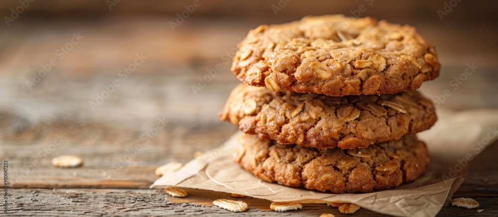 Poster delicious oat cookies with copy space image