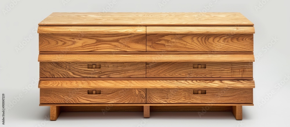Poster Japanese wood chest of drawers with a clean design and ample storage space ideal for organizing and adding a touch of style to a room featuring a chic copy space image
