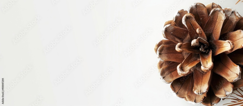 Aufkleber White background with pine cone creating copy space image