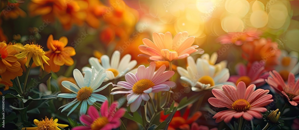 Aufkleber flowers outdoors with selective focus and warm tones creating a beautiful composition perfect as a c
