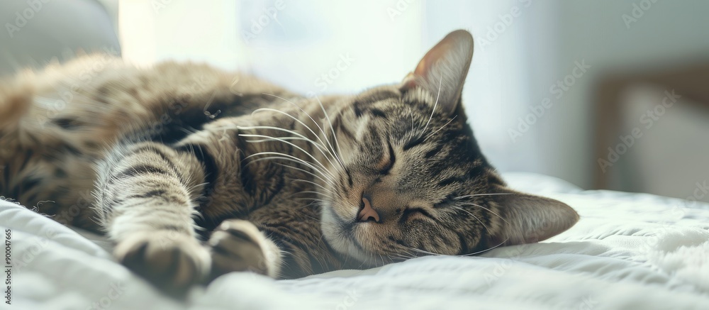 Poster a cat is on a white surface providing ample copy space image