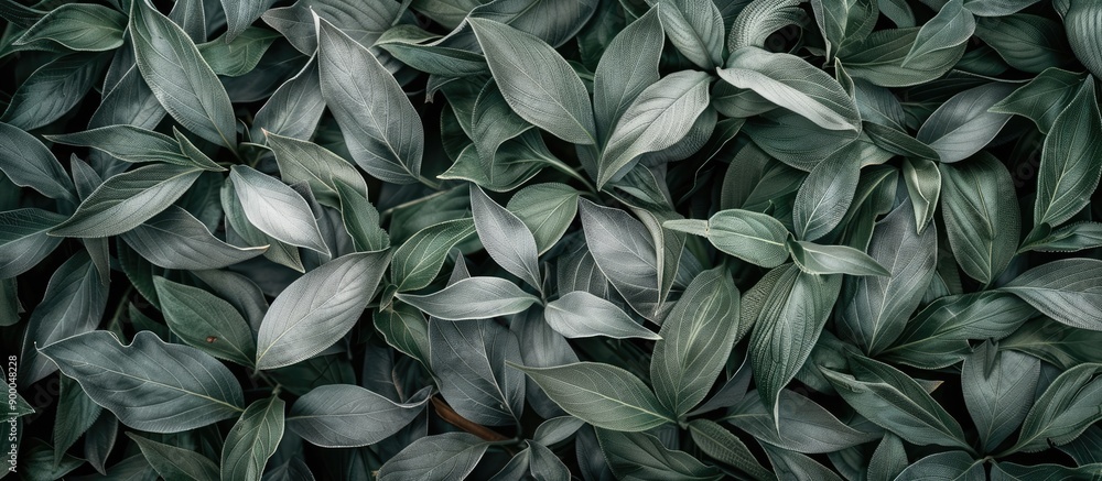 Fototapete a top down view showcasing detailed gray and green leaf fibers for a nature themed background with a