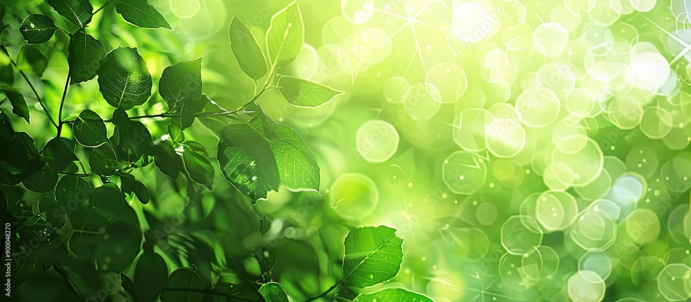 Aufkleber A nature themed green bokeh backdrop with a blurred style perfect for incorporating copy space images