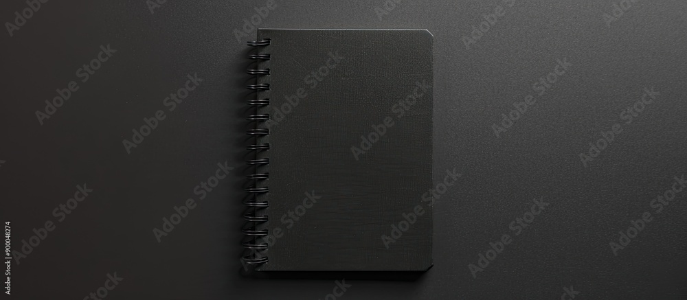 Aufkleber Isolated black notebook from a top down perspective with an empty area for adding images or text also known as a copy space image