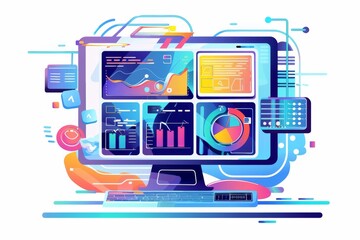 Conceptual Technology Flat Illustration created with Generative AI