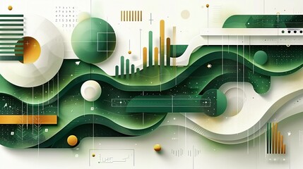 Abstract Green and Gold Geometric Shapes