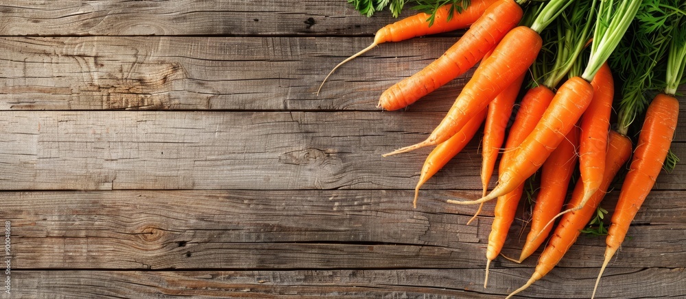 Poster wooden table displaying carrots with room for additional image content