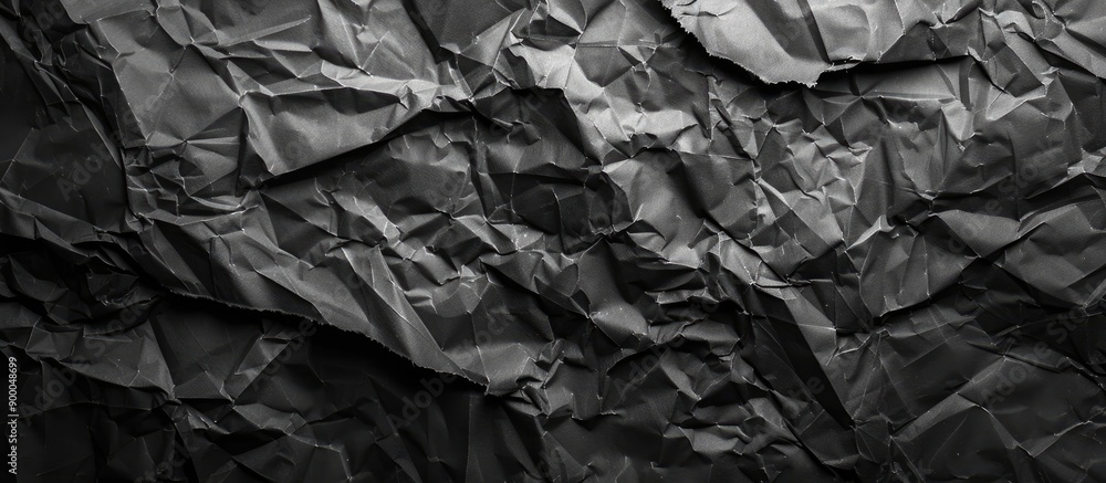 Aufkleber Crumpled black paper with a vignette texture on a copy space image
