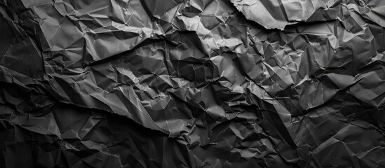 Crumpled black paper with a vignette texture on a copy space image