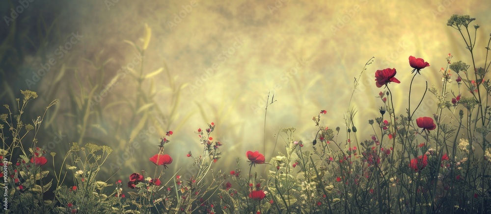 Aufkleber A floral setting in its natural surroundings with room for text or graphics ideal for background or wallpaper uses. with copy space image. Place for adding text or design