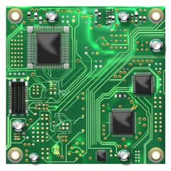 Fototapeta premium Technological Marvel: Intricate Green Electronic Circuit Board on White Background