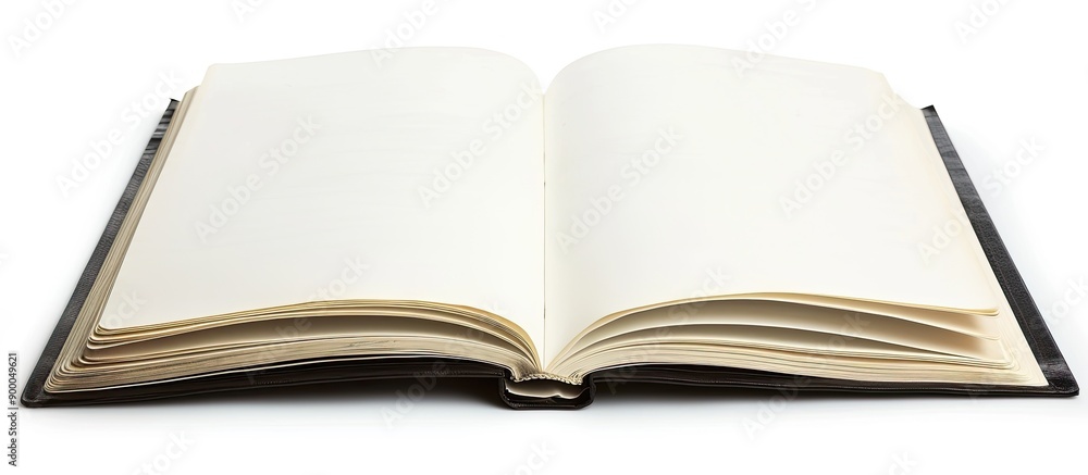 Poster Isolated on a white background a section of a blank notebook is displayed with a clear area for adding images or text known as a copy space image