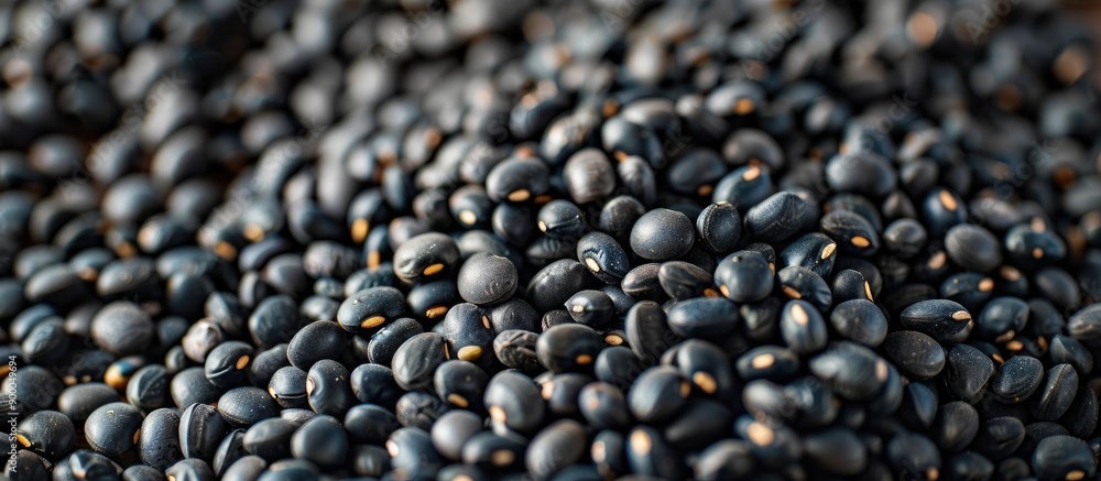 Aufkleber close up of urad dal also known as black gram or vigna mungo against a background with available spa